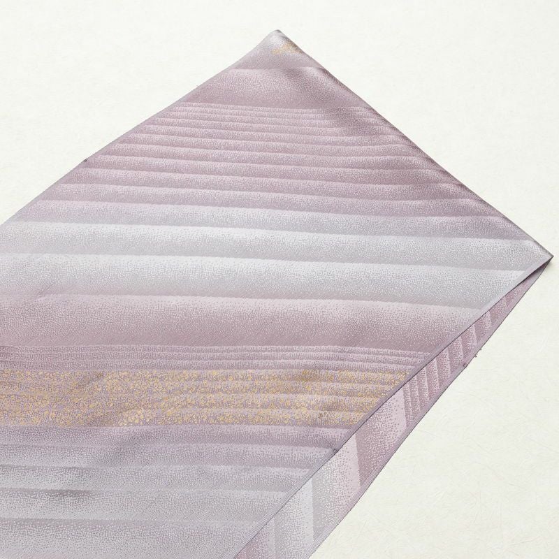 帯揚げ帯締めセット 良品 セット品 綸子 正絹 幾何学柄・抽象柄 箔 シンプル 和装小物 紫・藤色_画像2