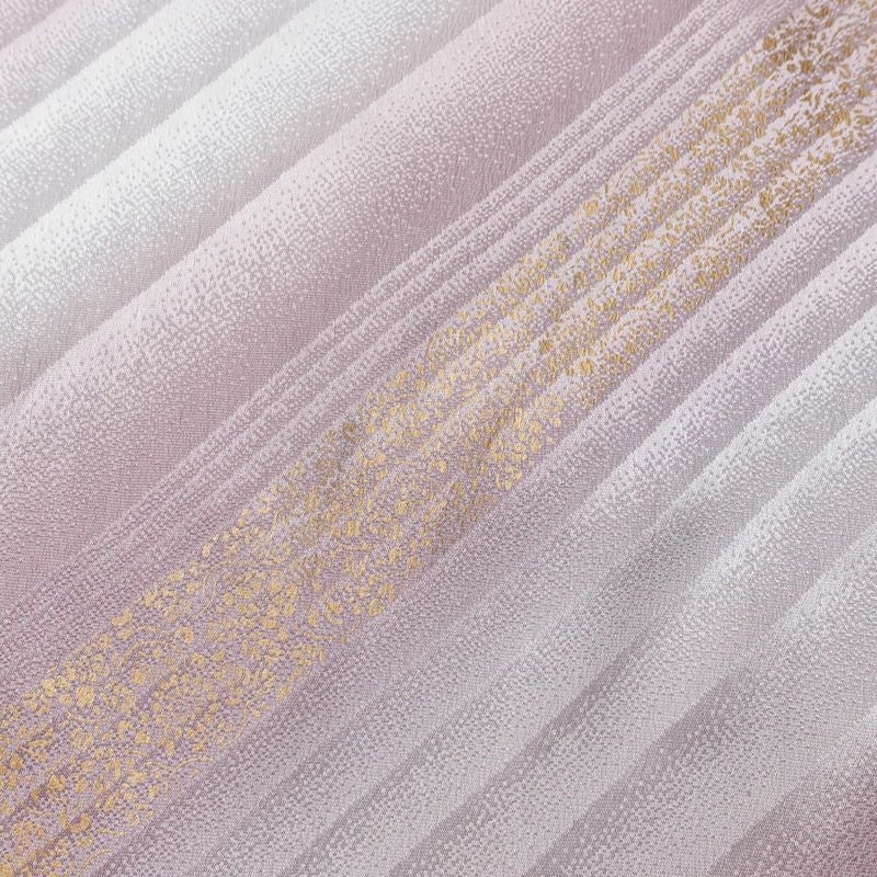 帯揚げ帯締めセット 良品 セット品 綸子 正絹 幾何学柄・抽象柄 箔 シンプル 和装小物 紫・藤色_画像7