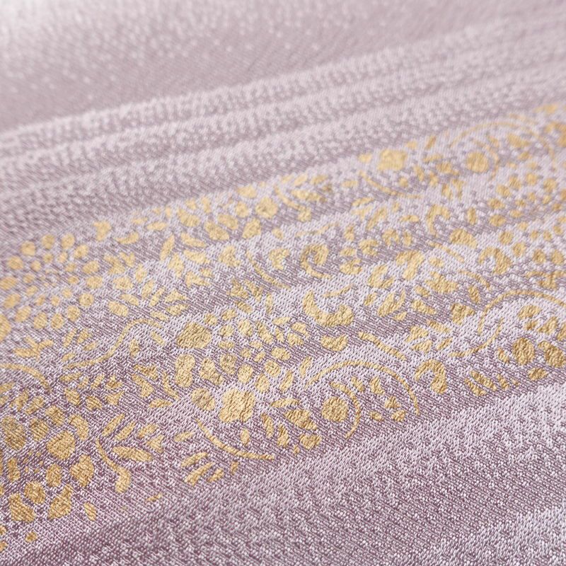 帯揚げ帯締めセット 良品 セット品 綸子 正絹 幾何学柄・抽象柄 箔 シンプル 和装小物 紫・藤色_画像8