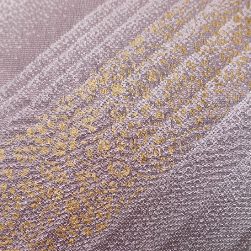 帯揚げ帯締めセット 良品 セット品 綸子 正絹 幾何学柄・抽象柄 箔 シンプル 和装小物 紫・藤色_画像9