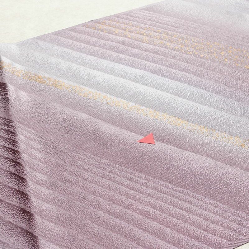 帯揚げ帯締めセット 良品 セット品 綸子 正絹 幾何学柄・抽象柄 箔 シンプル 和装小物 紫・藤色_画像10