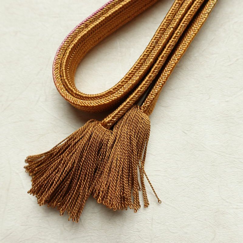 帯揚げ帯締めセット 良品 セット品 綸子 正絹 幾何学柄・抽象柄 箔 シンプル 和装小物 紫・藤色_画像16