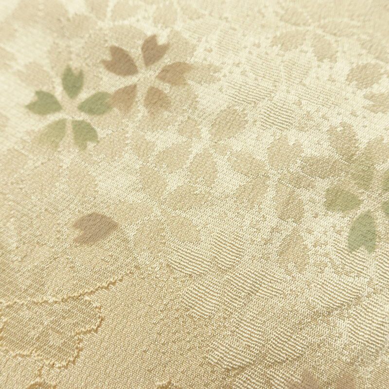 帯揚げ帯締めセット セット品 綸子 正絹 花柄 扇面 桜 ベージュ_画像8