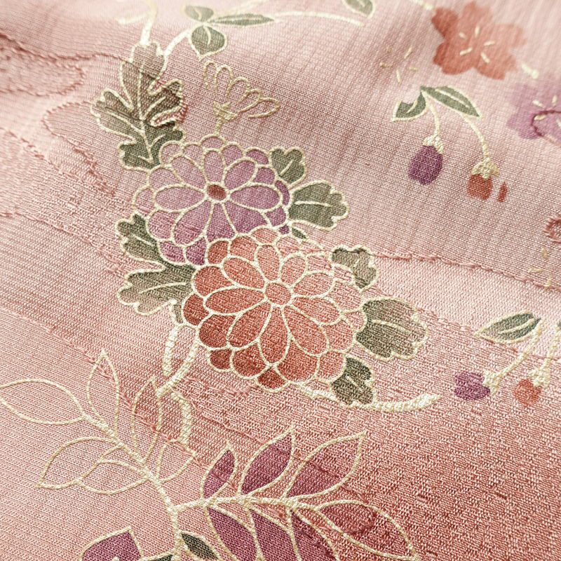 帯揚げ帯締めセット 良品 セット品 平組 正絹 花柄 箔 フォーマル くすみピンク サーモンピンク ピンク_画像8