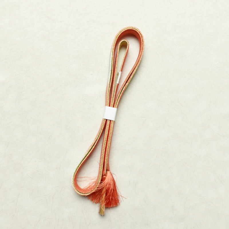 帯揚げ帯締めセット 良品 セット品 平組 正絹 花柄 箔 フォーマル くすみピンク サーモンピンク ピンク_画像14