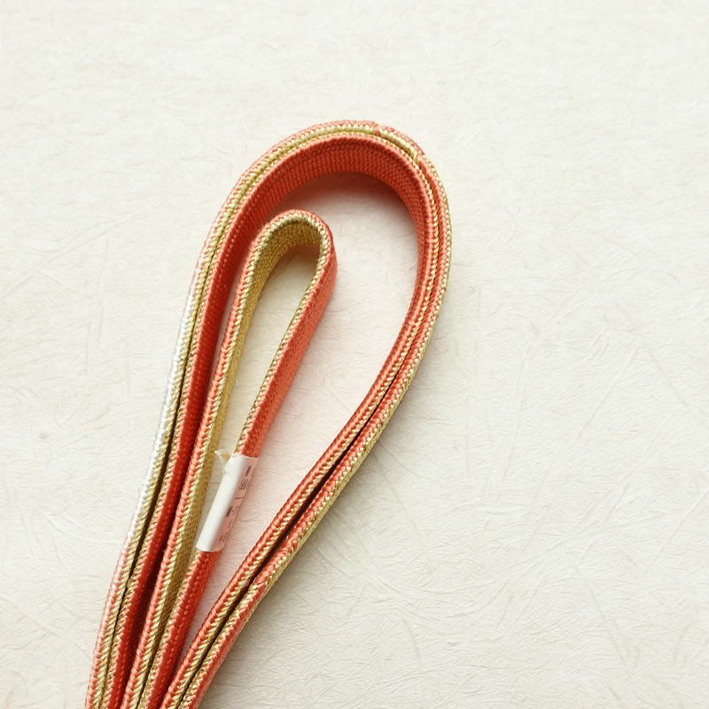 帯揚げ帯締めセット 良品 セット品 平組 正絹 花柄 箔 フォーマル くすみピンク サーモンピンク ピンク_画像15