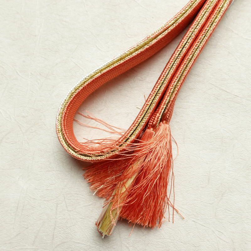 帯揚げ帯締めセット 良品 セット品 平組 正絹 花柄 箔 フォーマル くすみピンク サーモンピンク ピンク_画像16