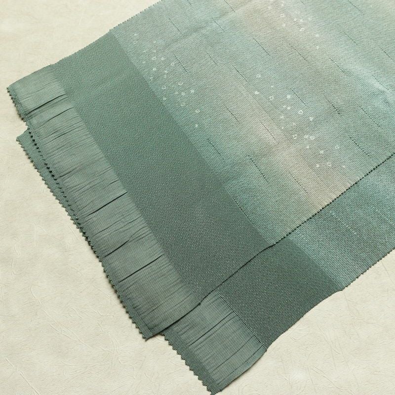 帯揚げ帯締めセット 美品 セット品 縮緬 正絹 その他の柄 シンプル 和装小物 緑・うぐいす色_画像4