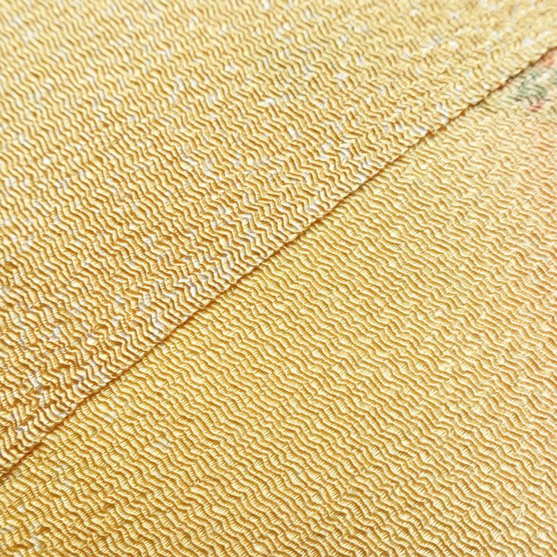 帯揚げ帯締めセット セット品 縮緬 正絹 古典柄 金彩 フォーマル 扇子 和装小物 黄・黄土色_画像6