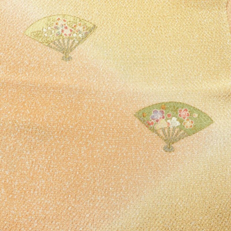 帯揚げ帯締めセット セット品 縮緬 正絹 古典柄 金彩 フォーマル 扇子 和装小物 黄・黄土色_画像7