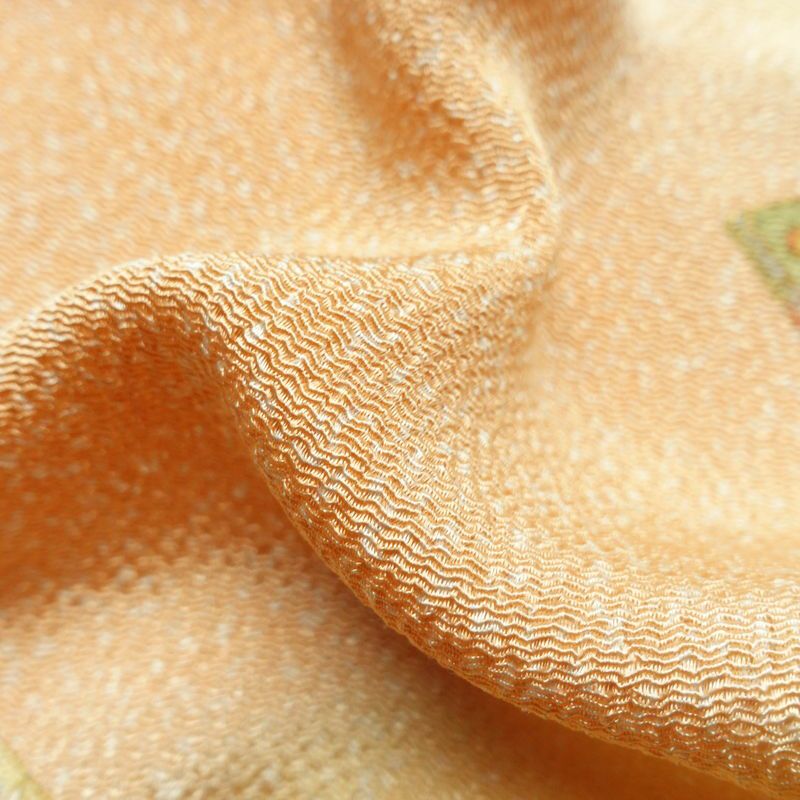 帯揚げ帯締めセット セット品 縮緬 正絹 古典柄 金彩 フォーマル 扇子 和装小物 黄・黄土色_画像12