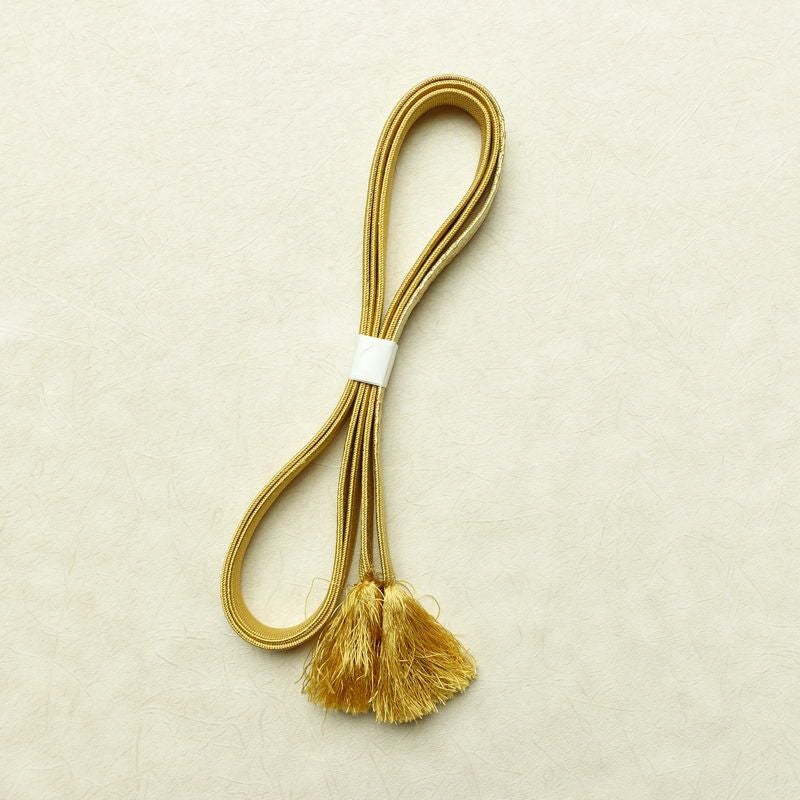 帯揚げ帯締めセット セット品 縮緬 正絹 古典柄 金彩 フォーマル 扇子 和装小物 黄・黄土色_画像13