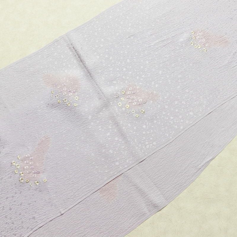 帯揚げ帯締めセット セット品 平組 正絹 花柄 シンプル 和装小物 紫・藤色_画像3
