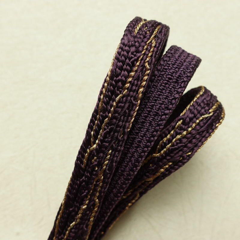 帯揚げ帯締めセット セット品 平組 正絹 花柄 シンプル 和装小物 紫・藤色_画像16