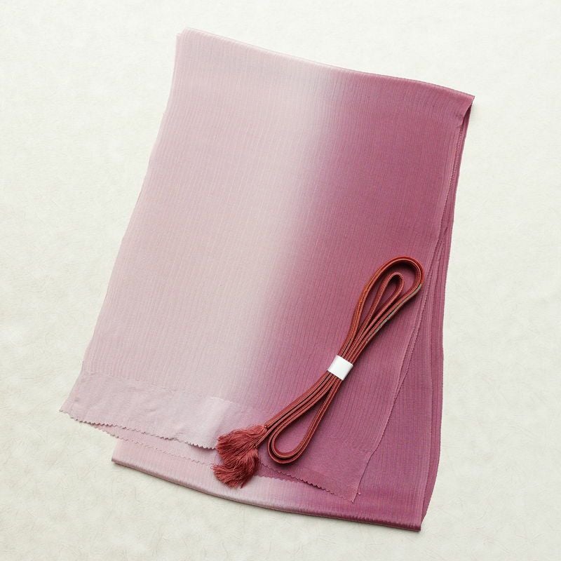 帯揚げ帯締めセット セット品 平組 正絹 縞柄・線柄 シンプル 和装小物 紫・藤色_画像1