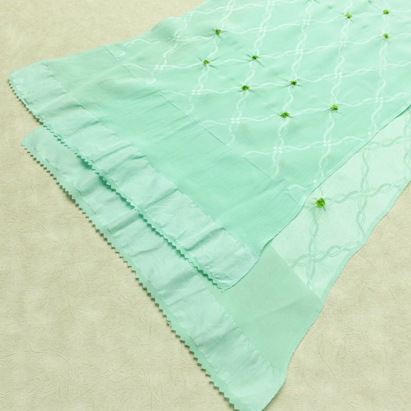 帯揚げ帯締めセット 良品 セット品 絞り 正絹 花柄 和装小物 緑・うぐいす色_画像4