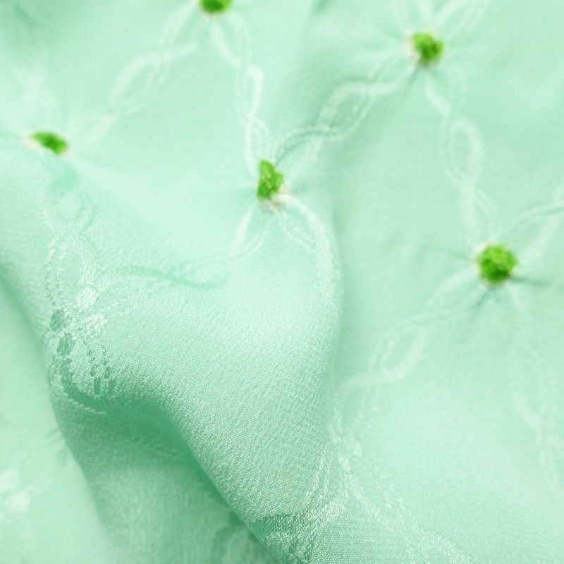 帯揚げ帯締めセット 良品 セット品 絞り 正絹 花柄 和装小物 緑・うぐいす色_画像12