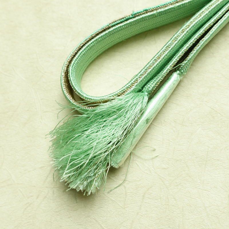 帯揚げ帯締めセット 良品 セット品 絞り 正絹 花柄 和装小物 緑・うぐいす色_画像15