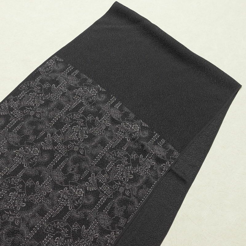 帯揚げ帯締めセット 美品 セット品 平組 正絹 古典柄 和装小物 扇面 グレー_画像2