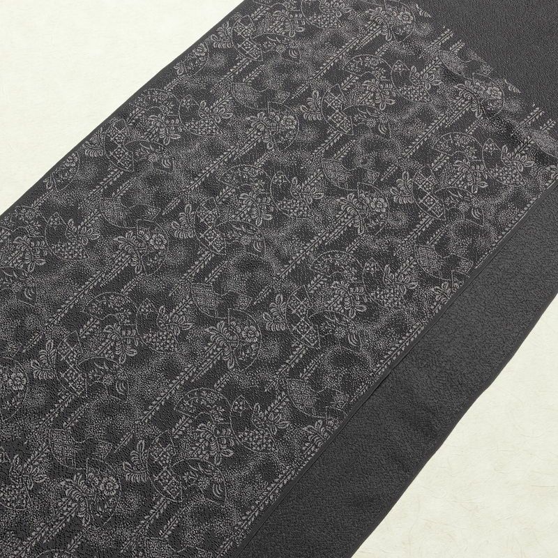 帯揚げ帯締めセット 美品 セット品 平組 正絹 古典柄 和装小物 扇面 グレー_画像3