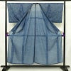 盛夏 良品 夏用 バチ衿仕立て ポリエステル 古典柄 単衣仕立て 身丈151cm 裄丈68cm リサイクル着物 着物 青・紺_画像3