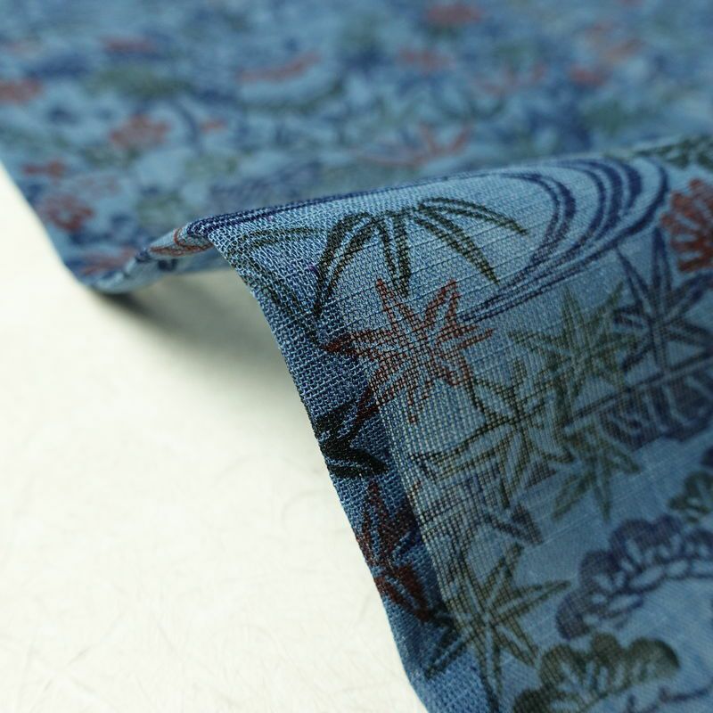 盛夏 良品 夏用 バチ衿仕立て ポリエステル 古典柄 単衣仕立て 身丈151cm 裄丈68cm リサイクル着物 着物 青・紺_画像13