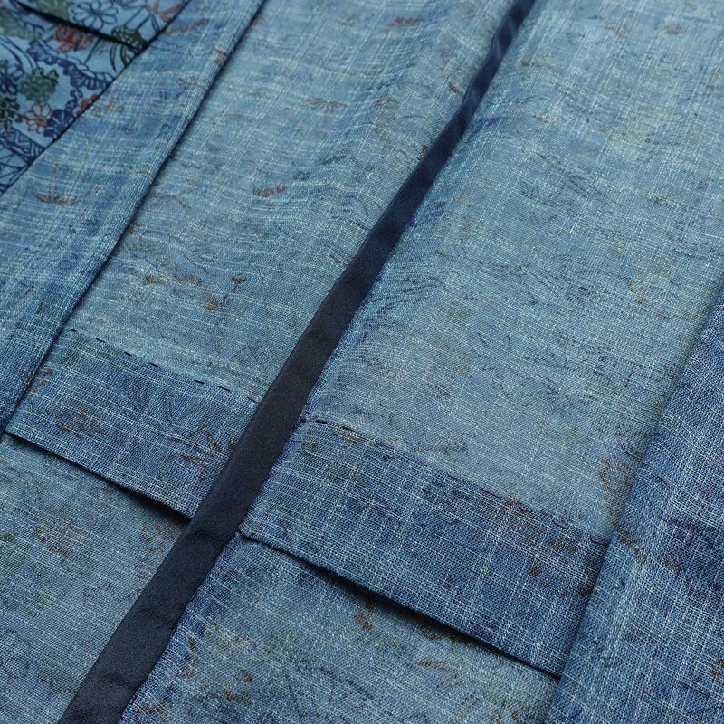 盛夏 良品 夏用 バチ衿仕立て ポリエステル 古典柄 単衣仕立て 身丈151cm 裄丈68cm リサイクル着物 着物 青・紺_画像18