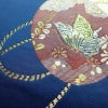 名古屋帯 太鼓柄 ポリエステル 古典柄 名古屋仕立て なごや帯 リサイクル帯 帯 箔 金糸 青・紺_画像3