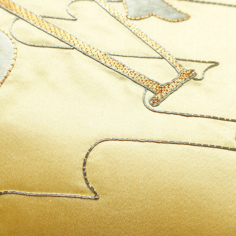 名古屋帯 太鼓柄 金駒刺繍 正絹 古典柄 名古屋仕立て なごや帯 リサイクル帯 帯 刺繍 御所車 クリーム_画像4