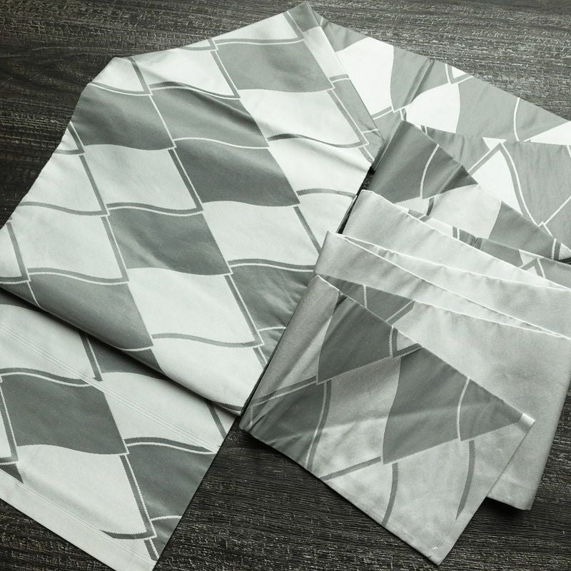 名古屋帯 六通柄 良品 正絹 古典柄 名古屋仕立て なごや帯 リサイクル帯 帯 グレー_画像17