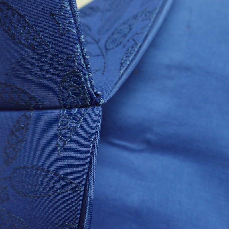 名古屋帯 全通柄 正絹 木の葉・植物柄 名古屋仕立て なごや帯 リサイクル帯 帯 青・紺_画像19