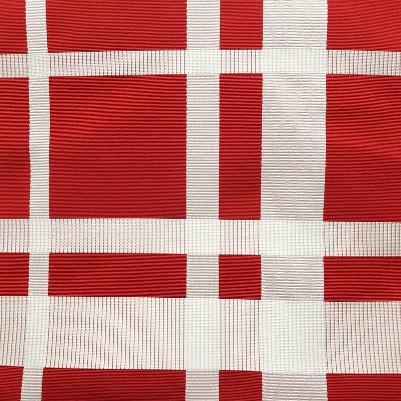 名古屋帯 六通柄 正絹 チェック・格子柄 名古屋仕立て なごや帯 リサイクル帯 帯 赤・朱_画像2