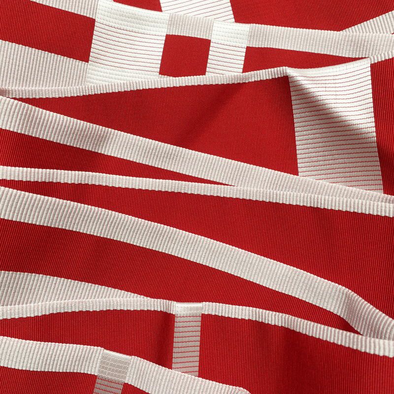 名古屋帯 六通柄 正絹 チェック・格子柄 名古屋仕立て なごや帯 リサイクル帯 帯 赤・朱_画像18