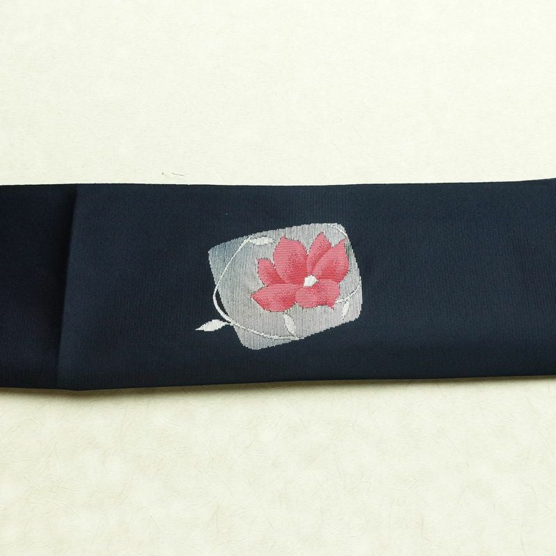名古屋帯 太鼓柄 良品 正絹 花柄 松葉仕立て なごや帯 リサイクル帯 帯 青・紺_画像13