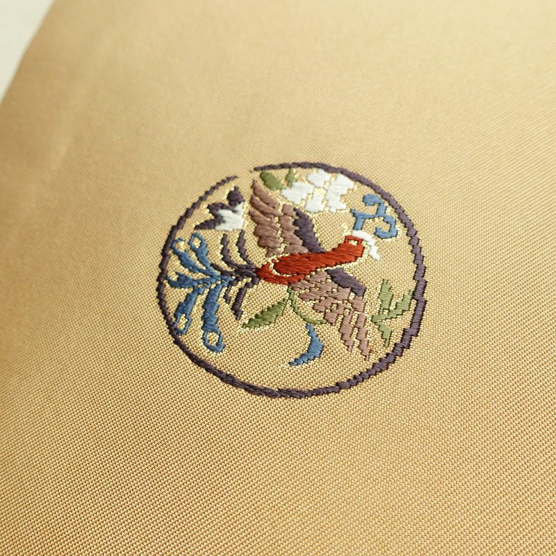 名古屋帯 太鼓柄 正絹 人物・動物柄 名古屋仕立て なごや帯 リサイクル帯 帯 刺繍 金糸 ベージュ_画像5