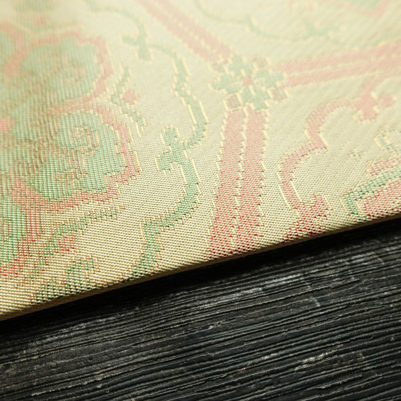 名古屋帯 六通柄 美品 正絹 亀甲柄 名古屋仕立て なごや帯 リサイクル帯 帯 未使用品 ベージュ_画像12