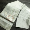 名古屋帯 太鼓柄 正絹 花柄 名古屋仕立て なごや帯 リサイクル帯 帯 椿 刺繍 箔 緑・うぐいす色_画像17