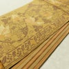 名古屋帯 全通柄 正絹 美保姿 木の葉・植物柄 通し仕立て なごや帯 リサイクル帯 帯 黄・黄土色_画像12