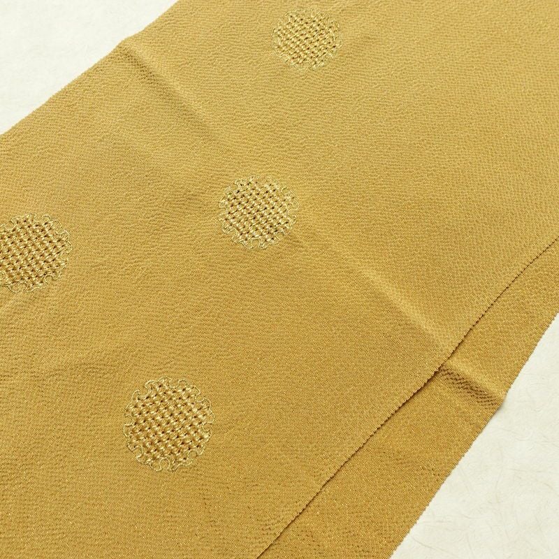 帯揚げ帯締めセット 縮緬 丹後ちりめん セット品 正絹 古典柄 刺繍 金糸 雪輪 黄・黄土色_画像3