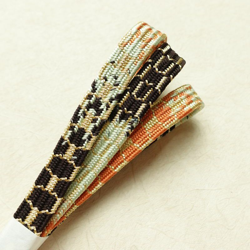 帯揚げ帯締めセット 縮緬 丹後ちりめん セット品 正絹 古典柄 刺繍 金糸 雪輪 黄・黄土色_画像19