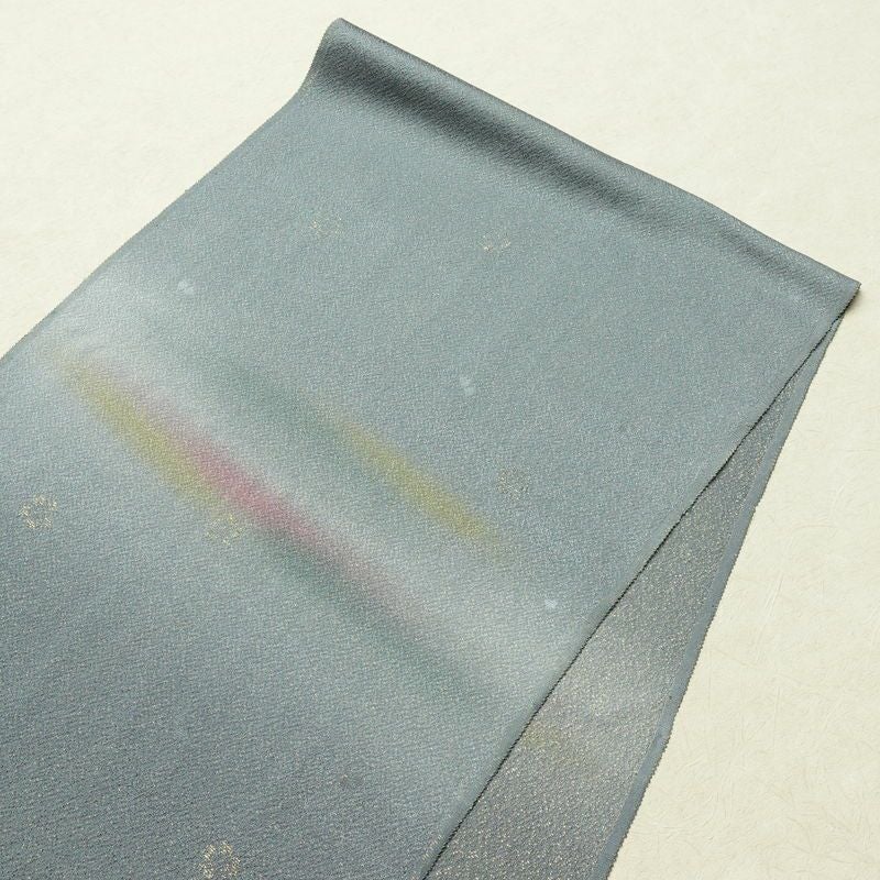 帯揚げ帯締めセット 美品 セット品 縮緬 正絹 花柄 金糸 フォーマル くすみブルー 青・紺_画像2