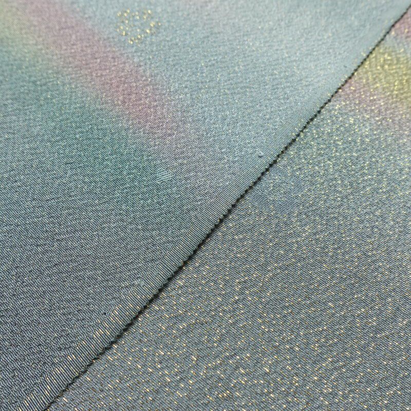 帯揚げ帯締めセット 美品 セット品 縮緬 正絹 花柄 金糸 フォーマル くすみブルー 青・紺_画像6