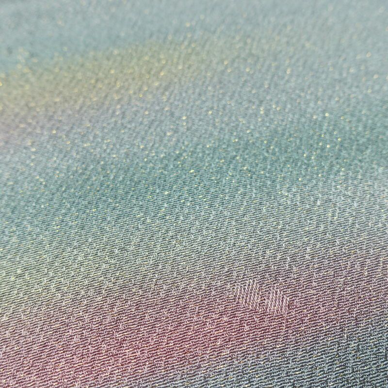 帯揚げ帯締めセット 美品 セット品 縮緬 正絹 花柄 金糸 フォーマル くすみブルー 青・紺_画像9