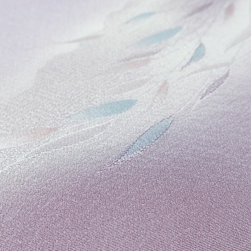 帯揚げ帯締めセット 美品 セット品 縮緬 平組 フォーマル用 正絹 木の葉・植物柄 上品 紫・藤色_画像8