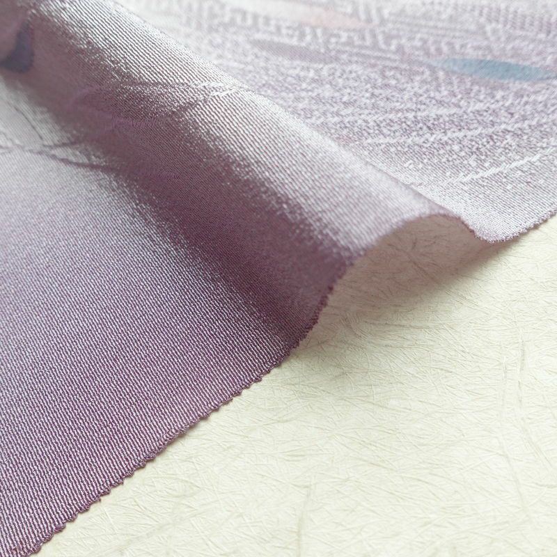 帯揚げ帯締めセット 美品 セット品 縮緬 平組 フォーマル用 正絹 木の葉・植物柄 上品 紫・藤色_画像9