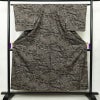 大島紬 正絹 木の葉・植物柄 袷仕立て 身丈154.5cm 裄丈62.5cm リサイクル着物 着物 松 茶_画像1
