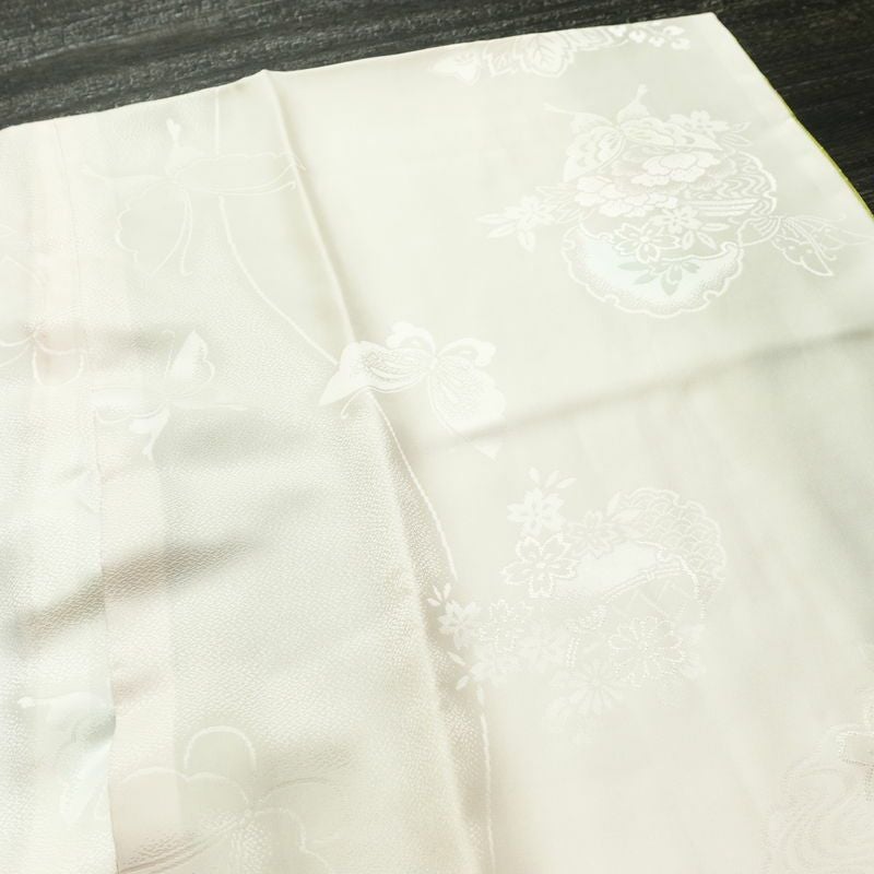 長襦袢 良品 振袖用 正絹 古典柄 袖無双・胴抜き 身丈124cm 裄丈65cm 蝶 リサイクル着物 ピンク_画像13
