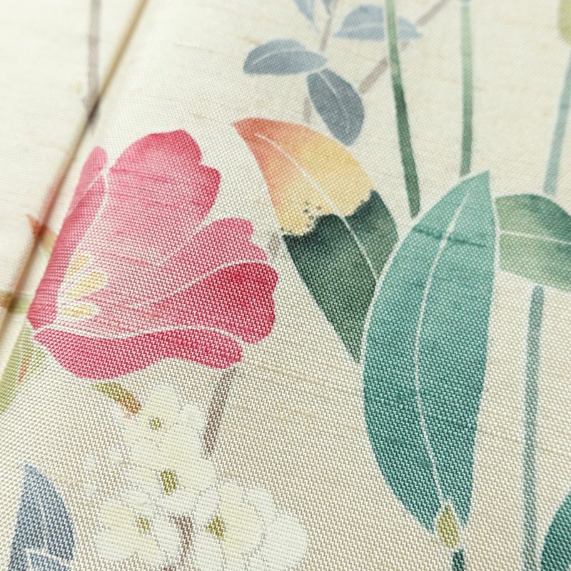 訪問着 加賀友禅 紬訪問着 元子 落款入り 正絹 花柄 袷仕立て 身丈160.5cm 裄丈68cm リサイクル着物 一部しつけ糸付き 着物 紬地 クリーム_画像7