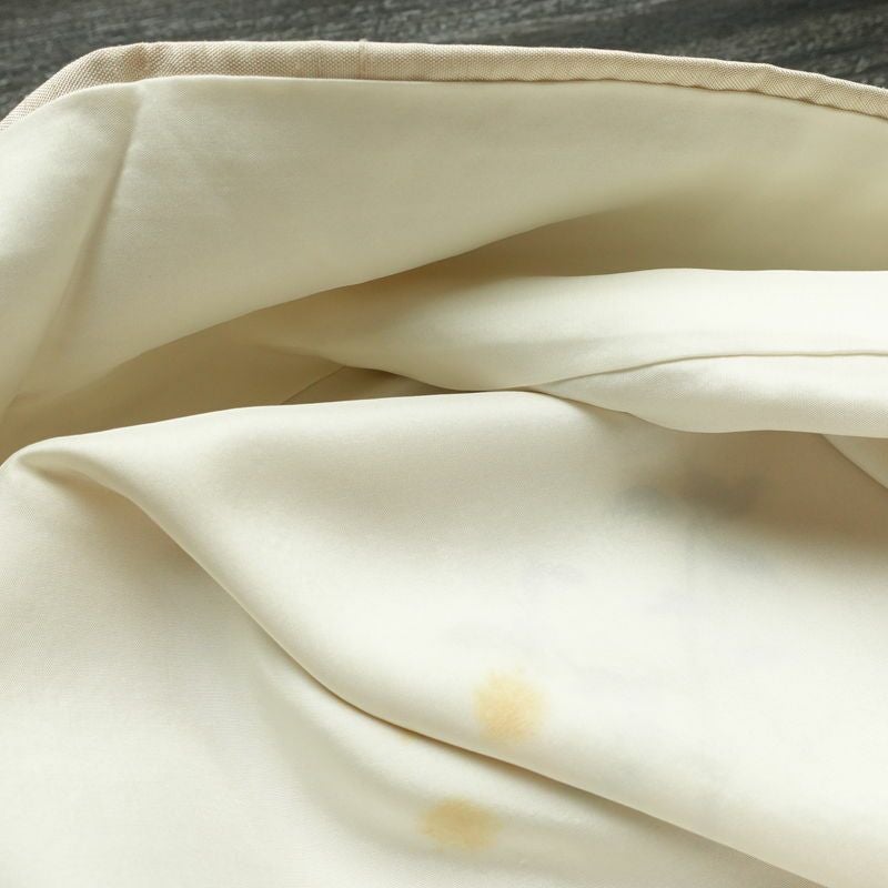 訪問着 加賀友禅 紬訪問着 元子 落款入り 正絹 花柄 袷仕立て 身丈160.5cm 裄丈68cm リサイクル着物 一部しつけ糸付き 着物 紬地 クリーム_画像21