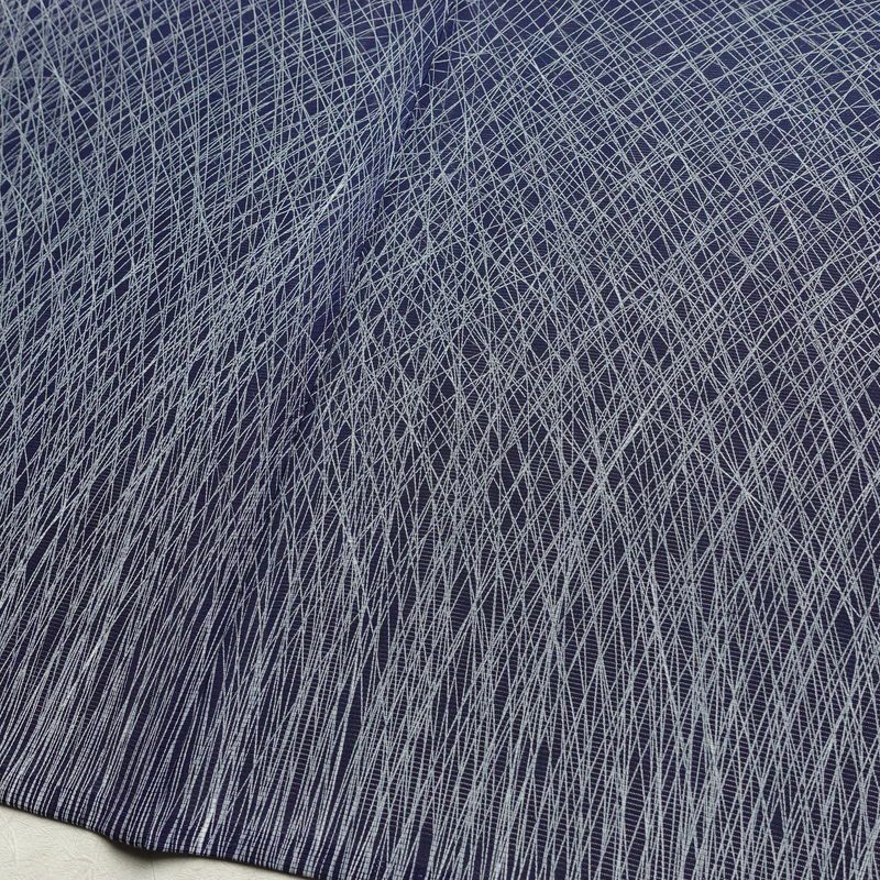 盛夏 付け下げ 絽 良品 しつけ糸付き 夏用 正絹 木の葉・植物柄 単衣仕立て 身丈163cm 裄丈68.5cm リサイクル着物 付下 着物 刺繍 薄物 青・紺_画像12